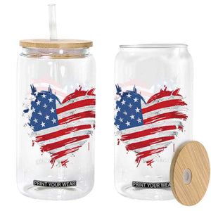 4th of July American Flag Heart USA Patriotic Glass Can Star Stripes TS11 Black Print Your Wear