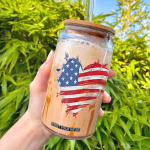 4th of July American Flag Heart USA Patriotic Glass Can Star Stripes TS11 Print Your Wear