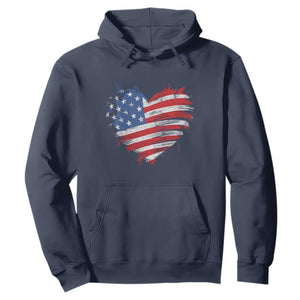 4th of July American Flag Heart USA Patriotic Hoodie Star Stripes TS11 Navy Print Your Wear