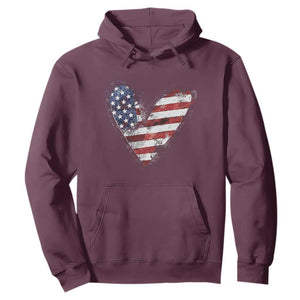 4th of July American Flag Heart USA Patriotic Hoodie TS11 Maroon Print Your Wear