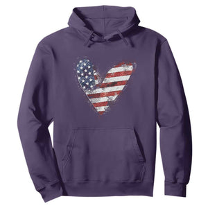 4th of July American Flag Heart USA Patriotic Hoodie TS11 Purple Print Your Wear