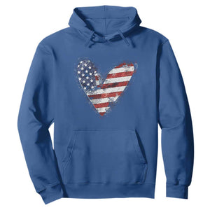 4th of July American Flag Heart USA Patriotic Hoodie TS11 Royal Blue Print Your Wear
