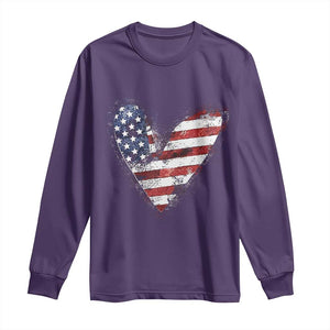 4th of July American Flag Heart USA Patriotic Long Sleeve Shirt TS11 Purple Print Your Wear
