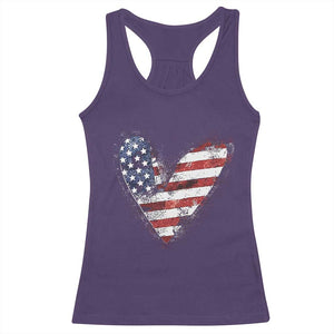 4th of July American Flag Heart USA Patriotic Racerback Tank Top TS11 Purple Print Your Wear