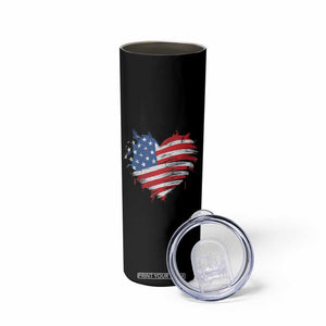 4th of July American Flag Heart USA Patriotic Skinny Tumbler Star Stripes TS11 Print Your Wear