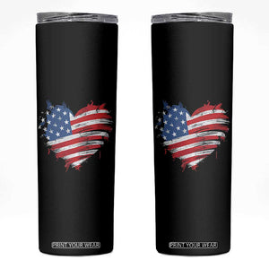 4th of July American Flag Heart USA Patriotic Skinny Tumbler Star Stripes TS11 Black Print Your Wear