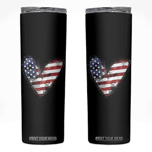 4th of July American Flag Heart USA Patriotic Skinny Tumbler TS11 Black Print Your Wear