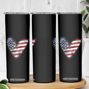 4th of July American Flag Heart USA Patriotic Skinny Tumbler TS11 Print Your Wear