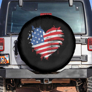 4th of July American Flag Heart USA Patriotic Spare Tire Cover Star Stripes TS11 No hole Black Print Your Wear