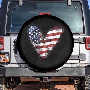 4th of July American Flag Heart USA Patriotic Spare Tire Cover TS11 No hole Black Print Your Wear