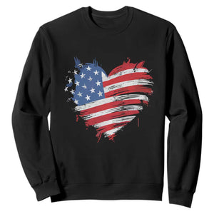 4th of July American Flag Heart USA Patriotic Sweatshirt Star Stripes TS11 Black Print Your Wear