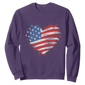4th of July American Flag Heart USA Patriotic Sweatshirt Star Stripes TS11 Purple Print Your Wear