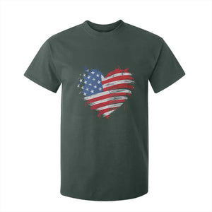 4th of July American Flag Heart USA Patriotic T Shirt For Kid Star Stripes TS11 Dark Forest Green Print Your Wear
