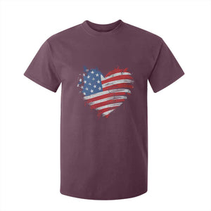 4th of July American Flag Heart USA Patriotic T Shirt For Kid Star Stripes TS11 Maroon Print Your Wear