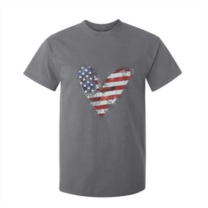 4th of July American Flag Heart USA Patriotic T Shirt For Kid TS11 Charcoal Print Your Wear