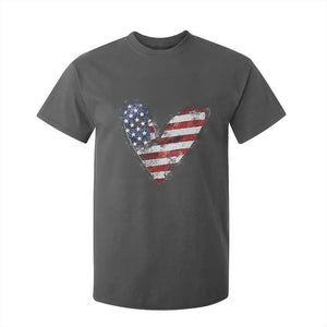 4th of July American Flag Heart USA Patriotic T Shirt For Kid TS11 Dark Heather Print Your Wear