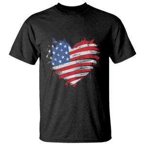 4th of July American Flag Heart USA Patriotic T Shirt Star Stripes TS11 Black Print Your Wear