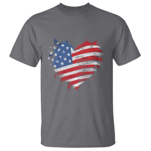 4th of July American Flag Heart USA Patriotic T Shirt Star Stripes TS11 Charcoal Print Your Wear