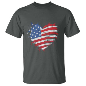 4th of July American Flag Heart USA Patriotic T Shirt Star Stripes TS11 Dark Heather Print Your Wear