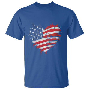 4th of July American Flag Heart USA Patriotic T Shirt Star Stripes TS11 Royal Blue Print Your Wear