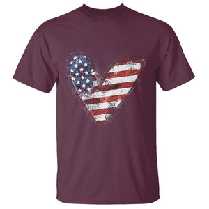 4th of July American Flag Heart USA Patriotic T Shirt TS11 Maroon Print Your Wear
