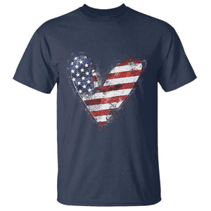 4th of July American Flag Heart USA Patriotic T Shirt TS11 Navy Print Your Wear