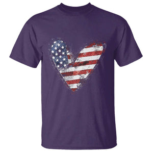 4th of July American Flag Heart USA Patriotic T Shirt TS11 Purple Print Your Wear