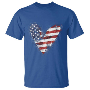 4th of July American Flag Heart USA Patriotic T Shirt TS11 Royal Blue Print Your Wear
