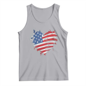4th of July American Flag Heart USA Patriotic Tank Top Star Stripes TS11 Athletic Heather Print Your Wear