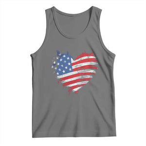 4th of July American Flag Heart USA Patriotic Tank Top Star Stripes TS11 Black Heather Print Your Wear