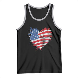 4th of July American Flag Heart USA Patriotic Tank Top Star Stripes TS11 Black Athletic Heather Print Your Wear