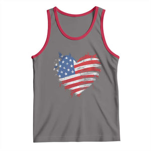 4th of July American Flag Heart USA Patriotic Tank Top Star Stripes TS11 Deep Heather Red Print Your Wear