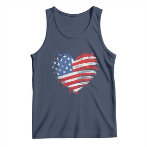 4th of July American Flag Heart USA Patriotic Tank Top Star Stripes TS11 Navy Print Your Wear