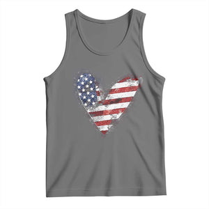 4th of July American Flag Heart USA Patriotic Tank Top TS11 Black Heather Print Your Wear