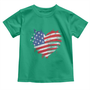 4th of July American Flag Heart USA Patriotic Toddler T Shirt Star Stripes TS11 Irish Green Print Your Wear