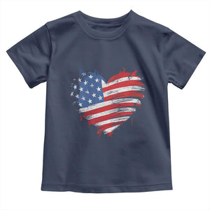 4th of July American Flag Heart USA Patriotic Toddler T Shirt Star Stripes TS11 Navy Print Your Wear