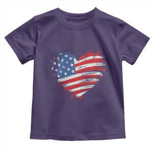 4th of July American Flag Heart USA Patriotic Toddler T Shirt Star Stripes TS11 Purple Print Your Wear