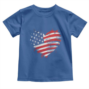 4th of July American Flag Heart USA Patriotic Toddler T Shirt Star Stripes TS11 Royal Blue Print Your Wear