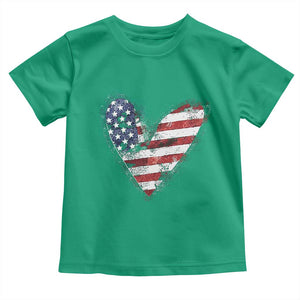 4th of July American Flag Heart USA Patriotic Toddler T Shirt TS11 Irish Green Print Your Wear