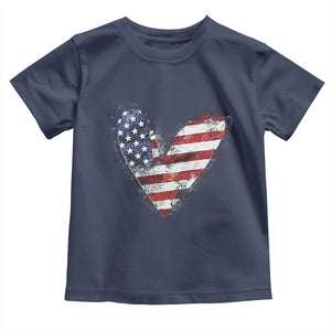 4th of July American Flag Heart USA Patriotic Toddler T Shirt TS11 Navy Print Your Wear