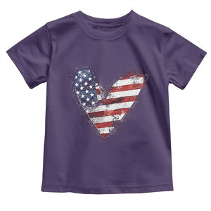 4th of July American Flag Heart USA Patriotic Toddler T Shirt TS11 Purple Print Your Wear