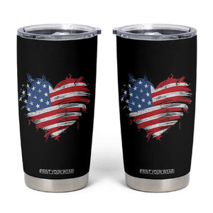 4th of July American Flag Heart USA Patriotic Tumbler Cup Star Stripes TS11 Black Print Your Wear