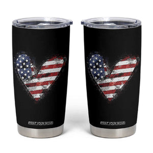 4th of July American Flag Heart USA Patriotic Tumbler Cup TS11 Black Print Your Wear