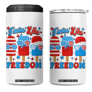 4th of July American Flag Popsicle 4 in 1 Can Cooler Tumbler Tastes Like Freedom Patriotic Funny TS10 One Size: 16 oz White Print Your Wear