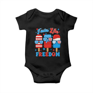 4th of July American Flag Popsicle Baby Onesie Tastes Like Freedom Patriotic Funny TS10 Black Print Your Wear