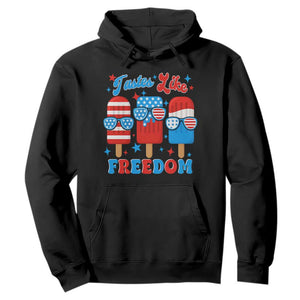4th of July American Flag Popsicle Hoodie Tastes Like Freedom Patriotic Funny TS10 Black Print Your Wear