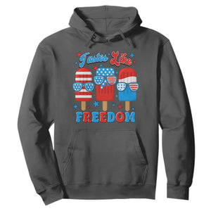 4th of July American Flag Popsicle Hoodie Tastes Like Freedom Patriotic Funny TS10 Dark Heather Print Your Wear