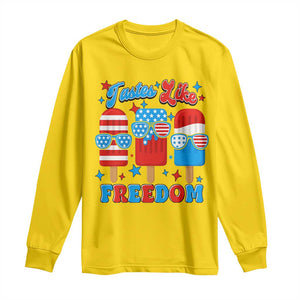4th of July American Flag Popsicle Long Sleeve Shirt Tastes Like Freedom Patriotic Funny TS10 Daisy Print Your Wear