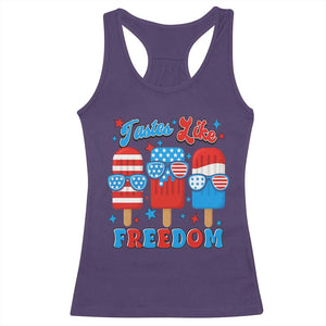 4th of July American Flag Popsicle Racerback Tank Top Tastes Like Freedom Patriotic Funny TS10 Purple Print Your Wear
