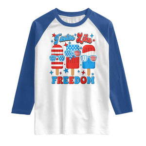 4th of July American Flag Popsicle Raglan Shirt Tastes Like Freedom Patriotic Funny TS10 White Royal Print Your Wear